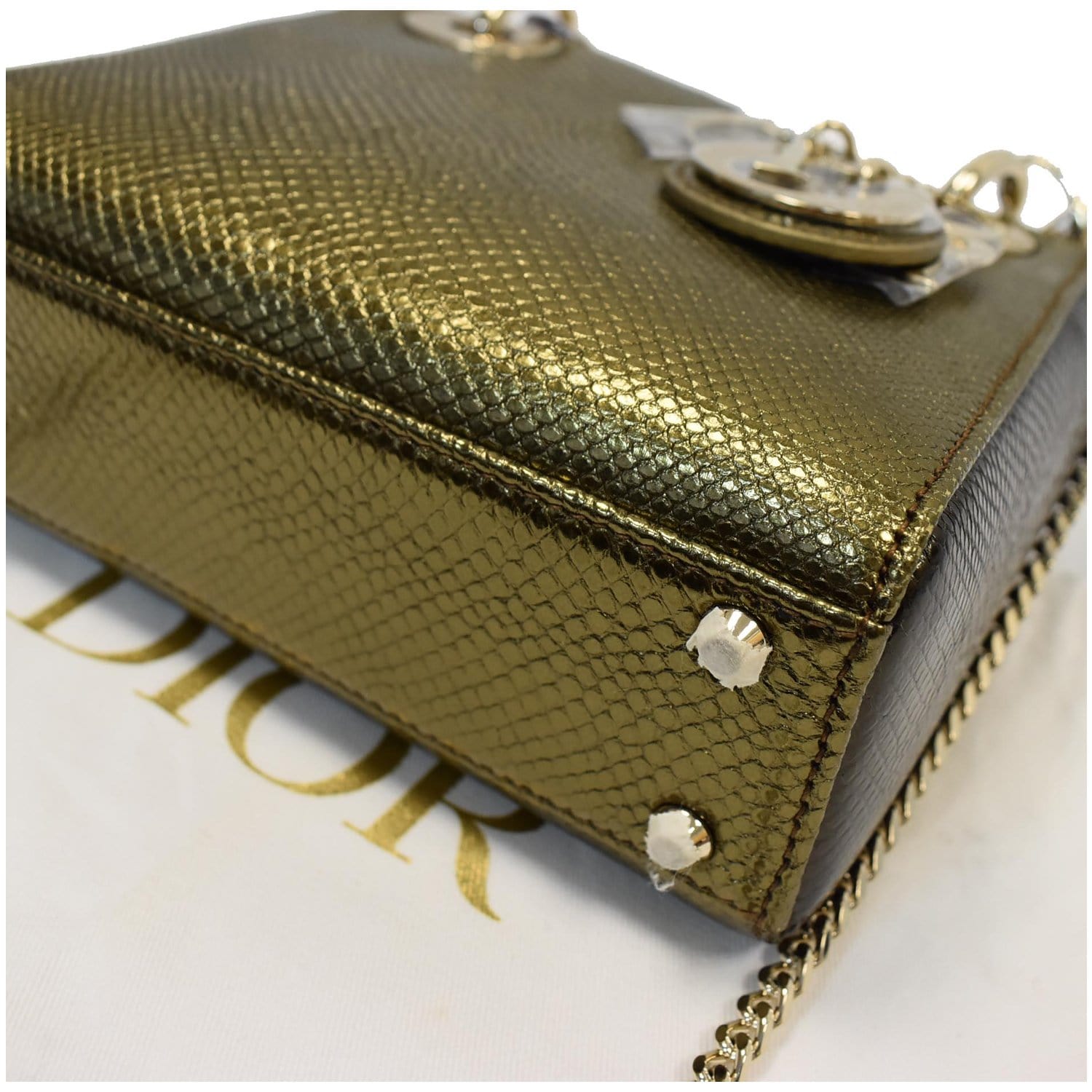 Christian Dior Lady Dior mini bag silver metallic