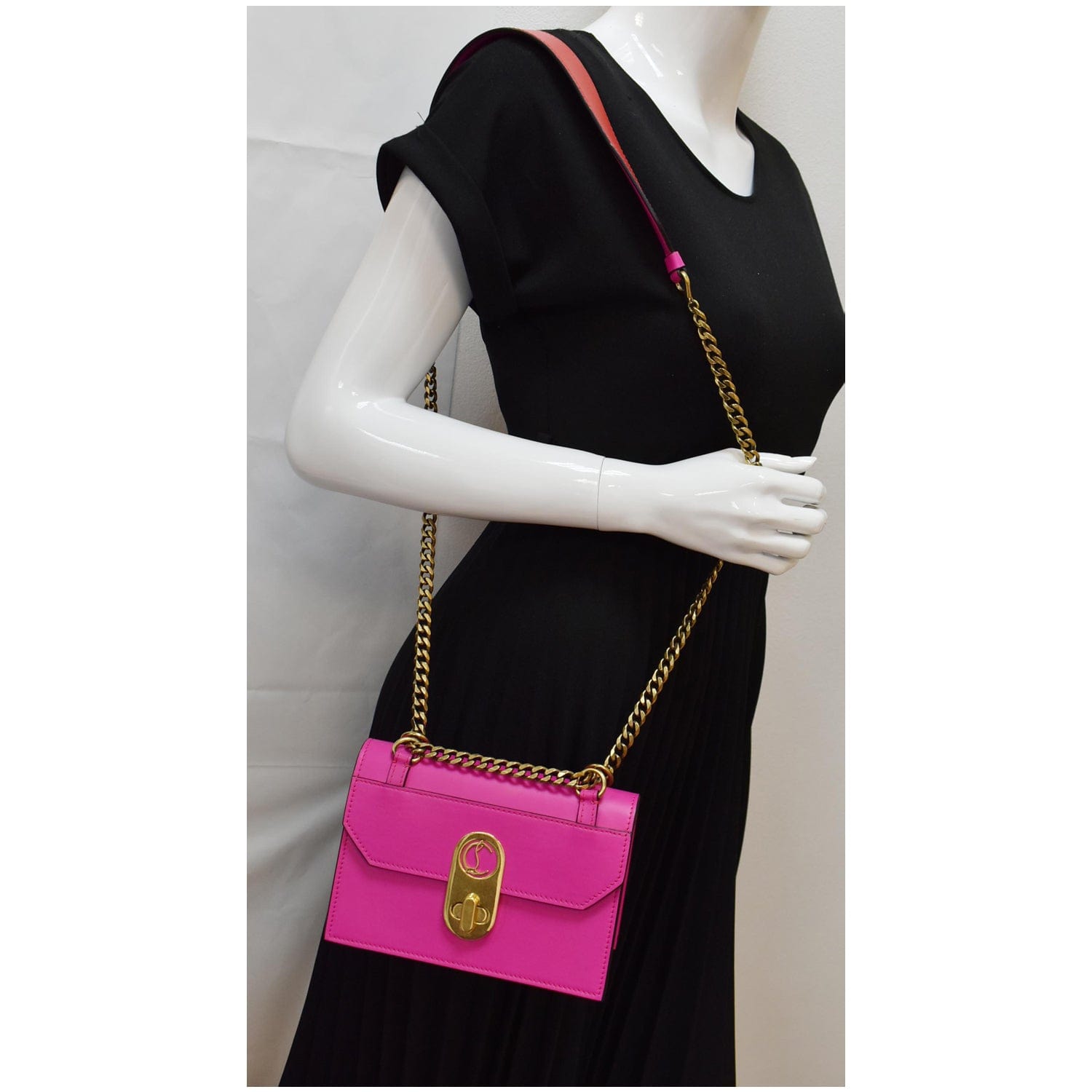 Christian Louboutin Small Elisa Calfskin Pink Leather Shoulder Bag - Fablle