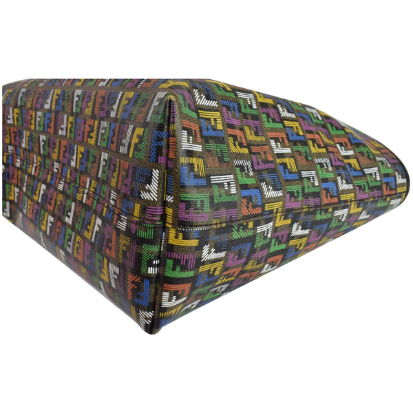 FENDI Zucca Print Roll Canvas Shoulder Tote Bag Multicolor