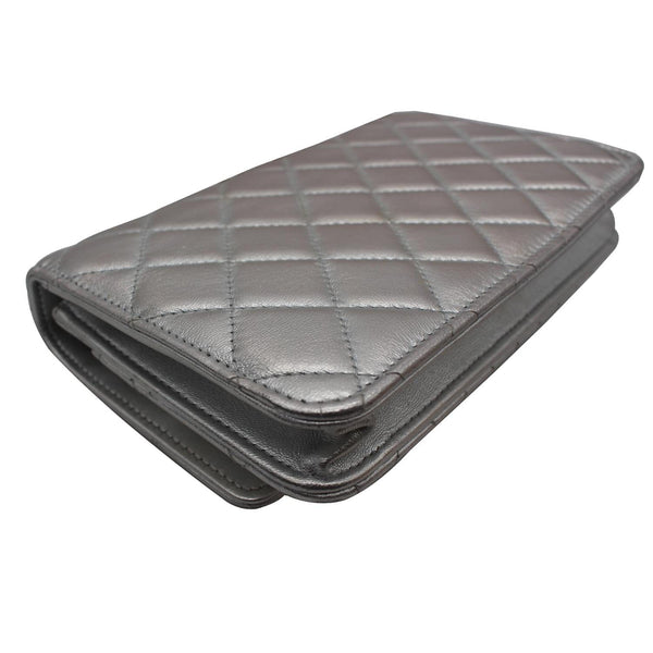 CHANEL Trendy CC Quilted Leather Wallet on Chain Crossbody Bag Silver