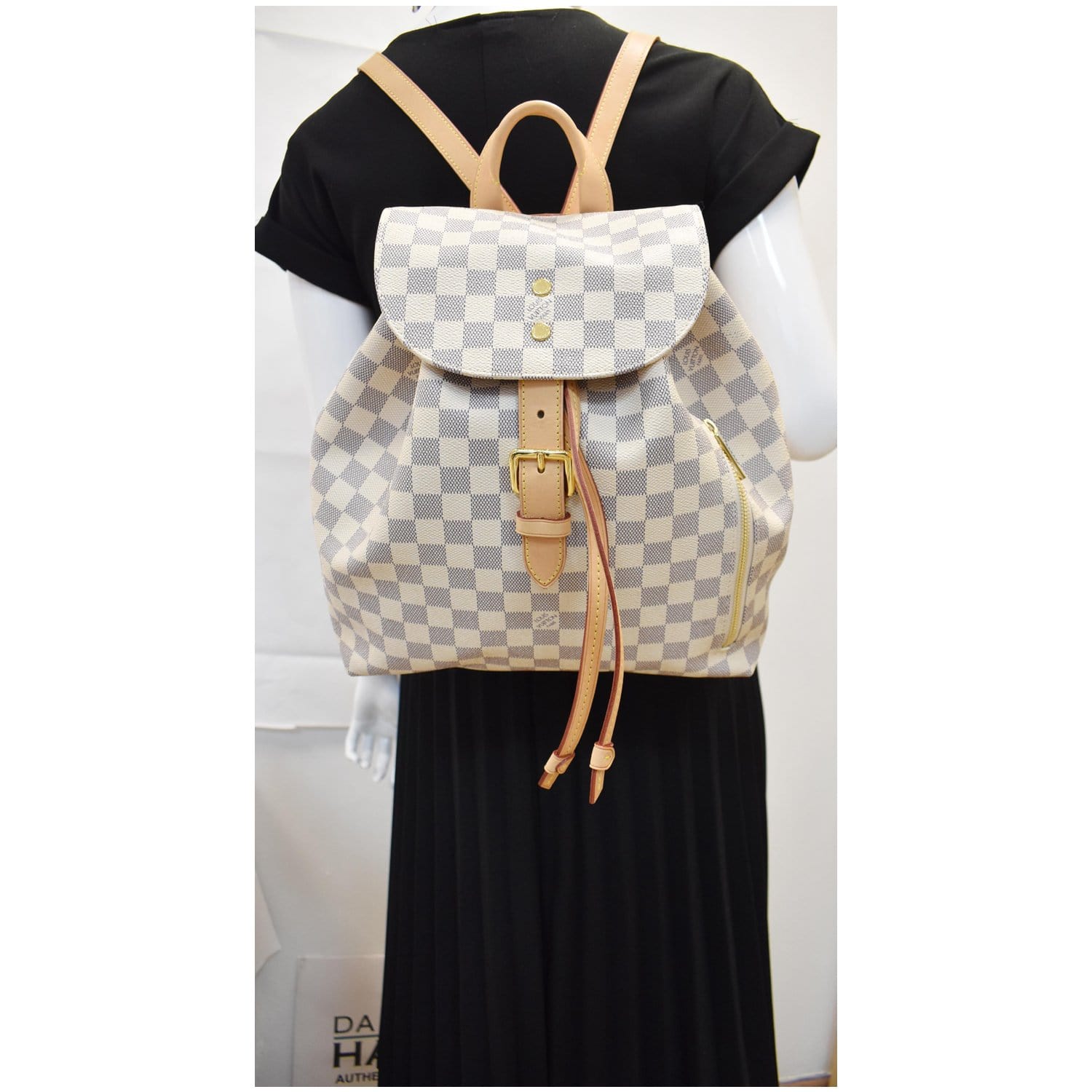 little louie vuitton white backpack LOUIS VUITTON Sperone Damier Azur Backpack Bag White