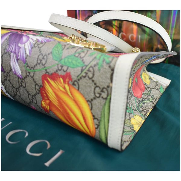  Gucci Padlock Flora GG Supreme Canva Bag Biege texture