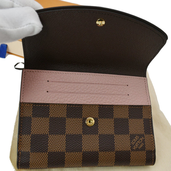 LOUIS VUITTON Damier Ebene Normandy Compact Wallet Rose Ballerine