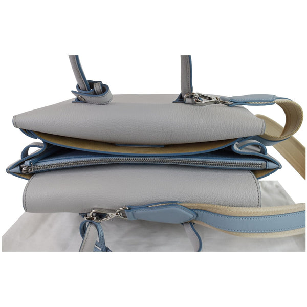 MCM Milla Medium Top Handle Leather Tote Shoulder Bag Light Blue