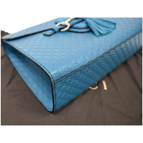 GUCCI Emily Medium GG Guccissima Leather Chain Shoulder Bag Teal