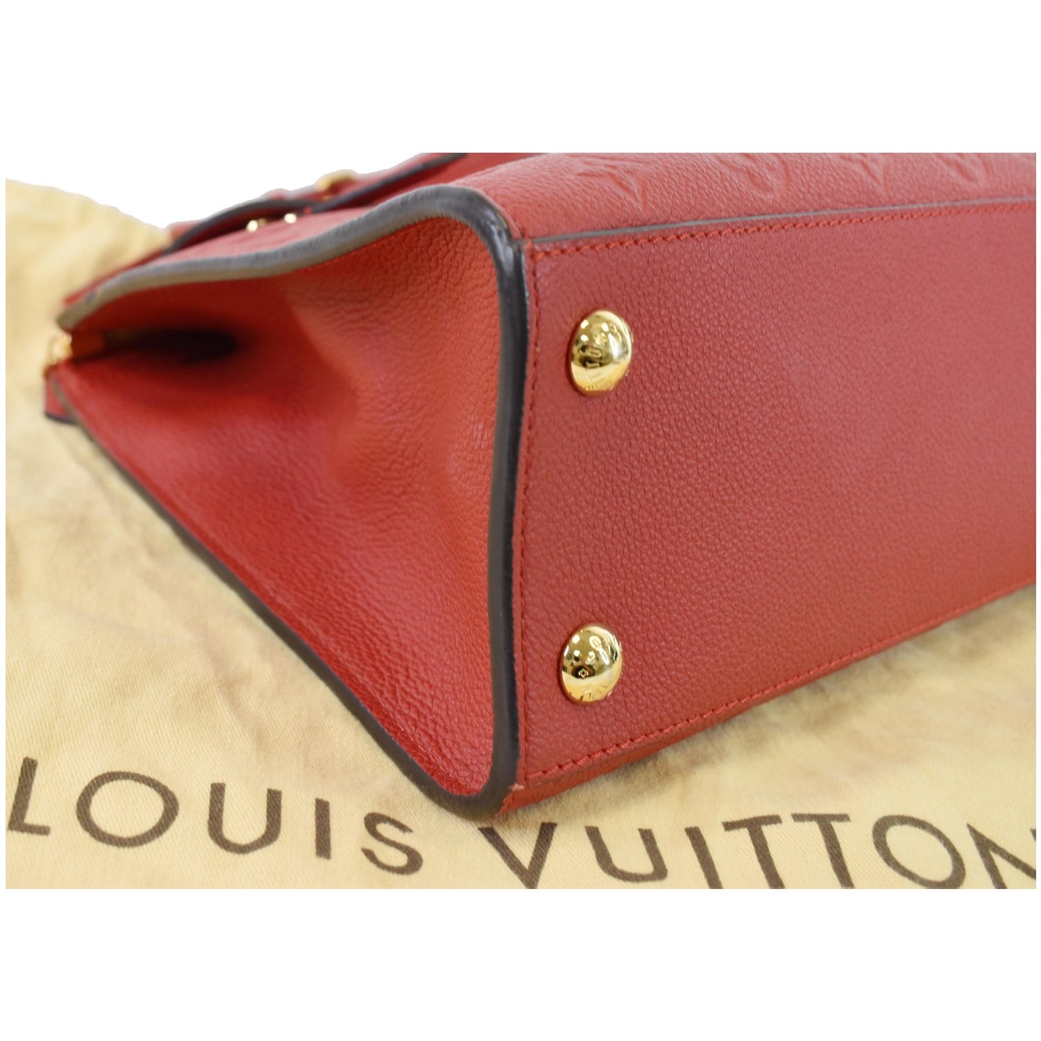 Authenticated Louis Vuitton Monogram Empreinte Pont Neuf Mini Red