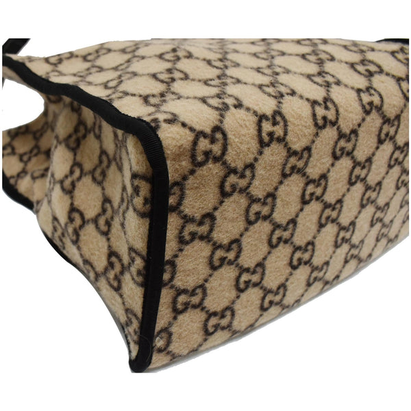 GUCCI GG Monogram Wool Tote Shoulder Bag Beige 598169