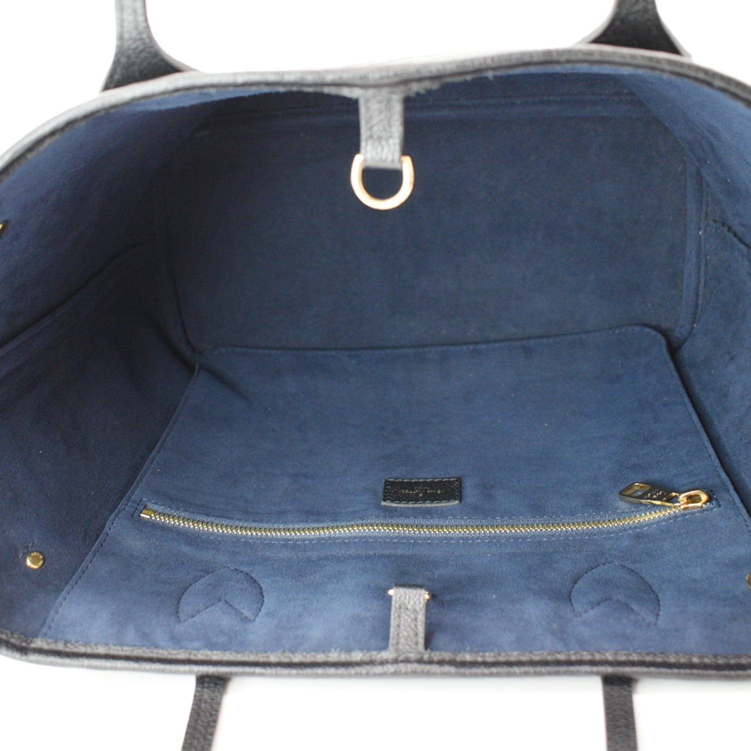 black louis vuitton bag with blue inside