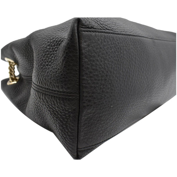 GUCCI Soho Pebbled Leather Chain Shoulder Bag Black 308982