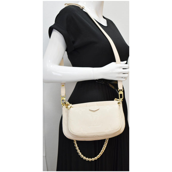 LOUIS VUITTON Multi Pochette Accessoires Monogram Empreinte Shoulder Bag Cream