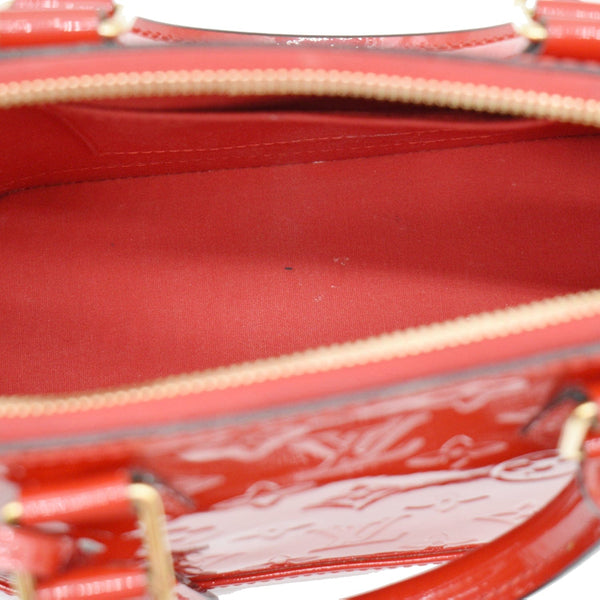 LOUIS VUITTON Alma BB Monogram Vernis Satchel Bag Red