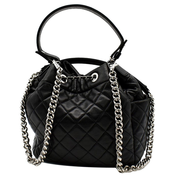 Chanel Drawstring Bucket Quilted Lambskin Leather Chain Bag