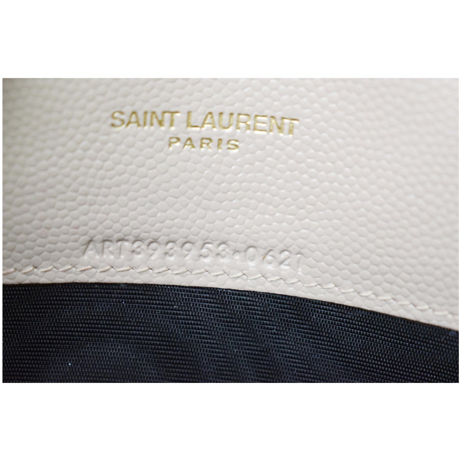 Saint Laurent Grain de Poudre Matelasse Chevron Monogram Envelope Clutch Dark Beige