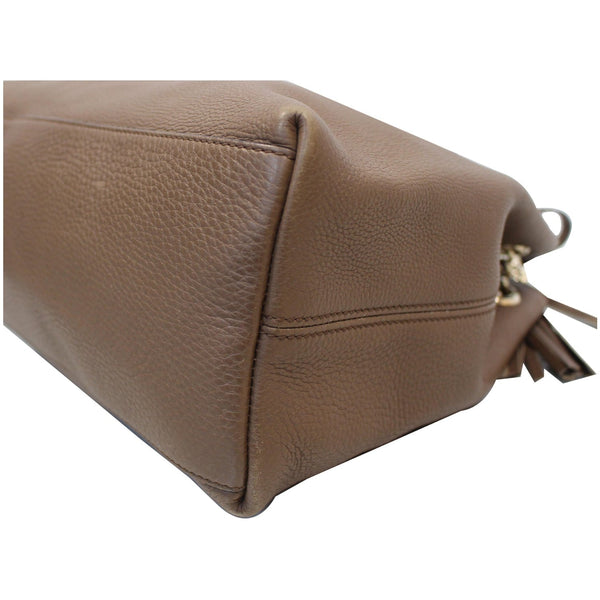 Gucci Soho Pebbled Leather Chain Shoulder Tote Bag brown seams 