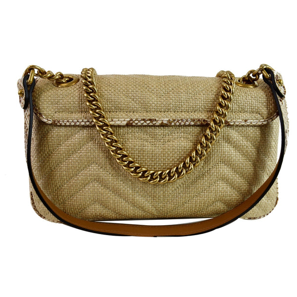 Gucci GG Marmont Raffia Small Shoulder Ba front view