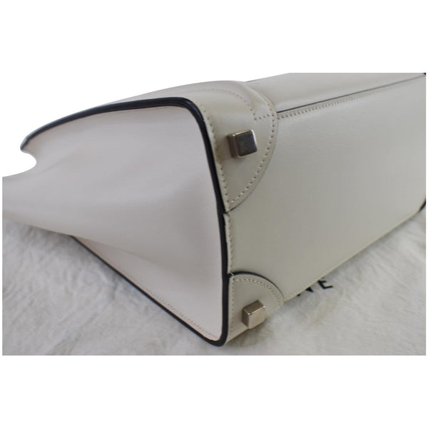 CELINE Mini Luggage Smooth Leather Tote Bag White