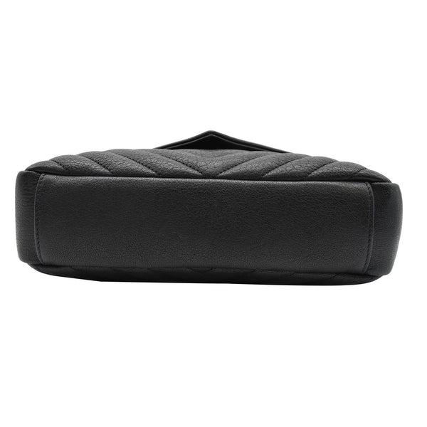 YVES SAINT LAURENT College Medium Monogram Chevron Leather Crossbody Bag Black