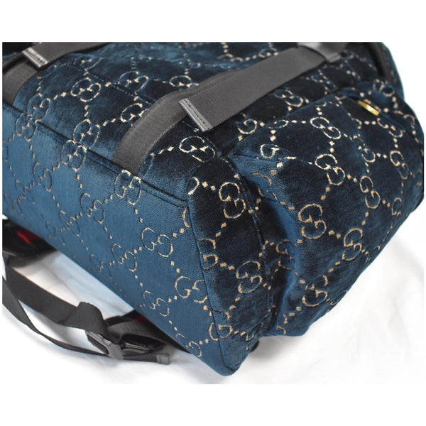 GUCCI Classic GG Monogram Medium Velvet Backpack Dark Blue 574923
