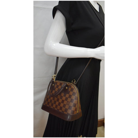 LOUIS VUITTON Alma BB Damier Ebene Satchel Bag Brown