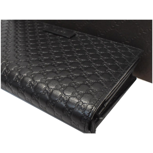 GUCCI GG Micro Guccissima Leather Crossbody Wallet Black 466507