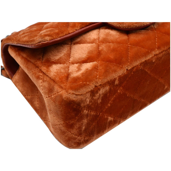 Chanel Small Flap Quilted Velvet Crossbody Bag - side corner