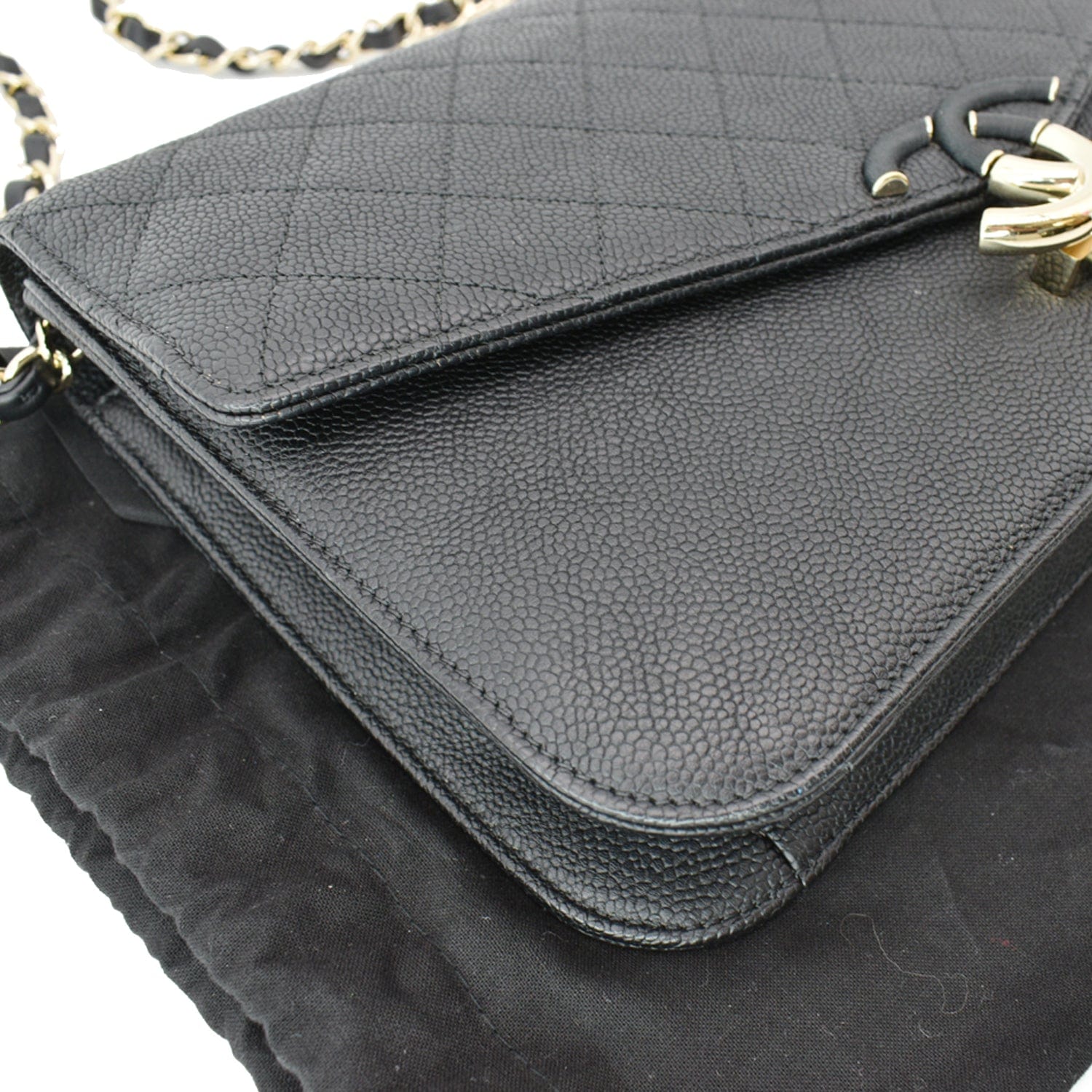 Chanel Chanel Black Caviar Leather CC Logo Chain Mini Crossbody Bag
