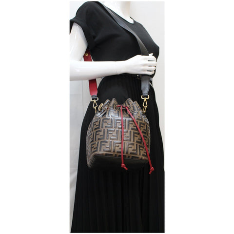 FENDI Mon Tresor Drawstring FF Canvas Bucket Bag Multicolor