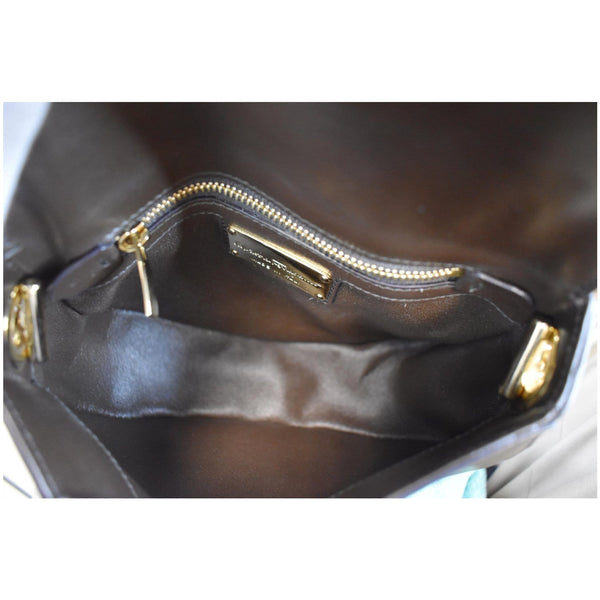 SALVATORE FERRAGAMO Rosette Leather Chain Crossbody Bag Chocolate Brown - Final Sale