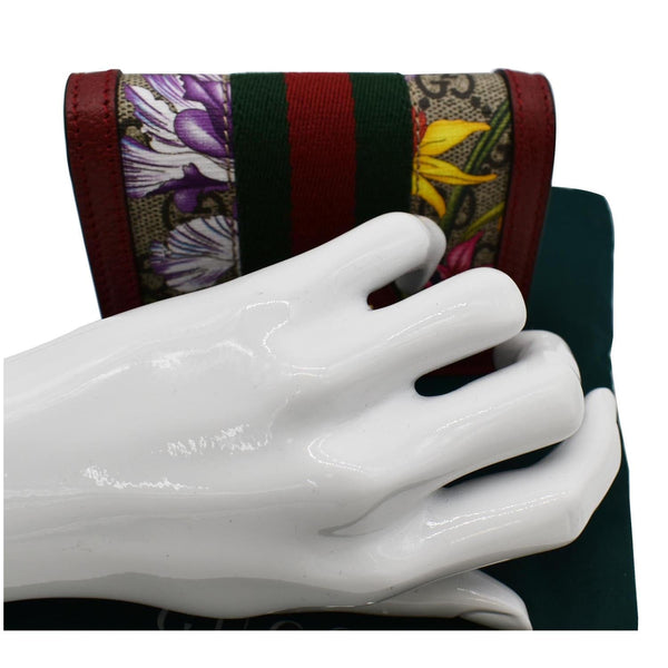 GUCCI Ophidia Flora GG Supreme Canvas Card Case Wallet Red 523155
