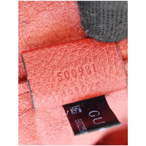 GUCCI Pebbled Leather Medium Logo Portfolio Clutch Hibiscus Red 500981
