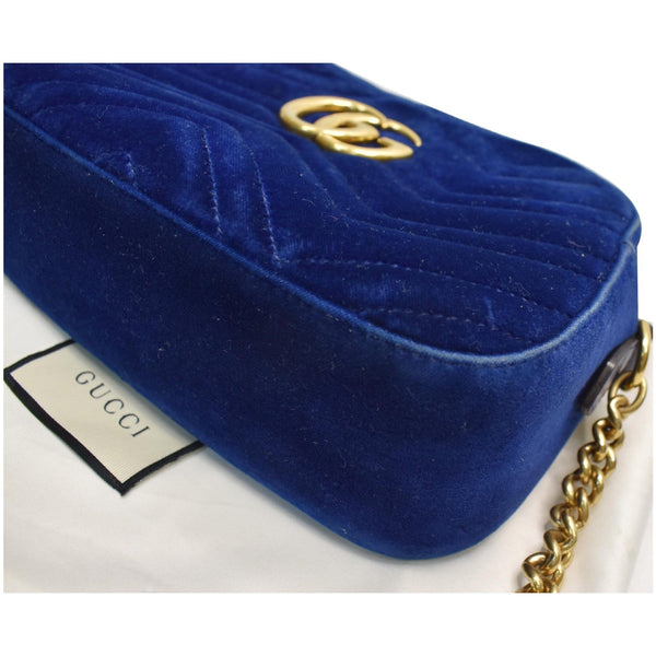 GUCCI GG Marmont Velvet Small Crossbody Bag Blue 447632