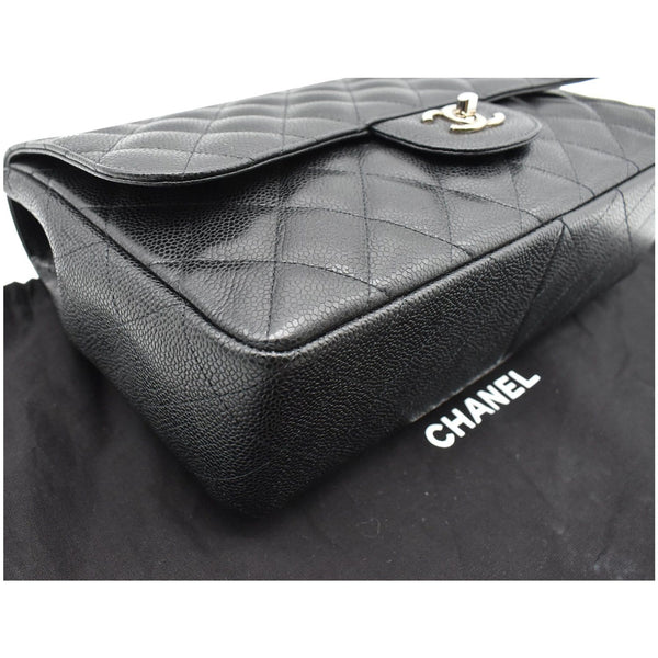CHANEL Jumbo Classic Single Flap Caviar Leather Shoulder Bag Black