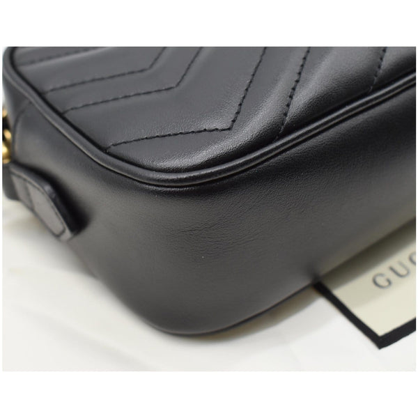 GUCCI GG Marmont Matelasse Mini Leather Crossbody Bag Black 448065