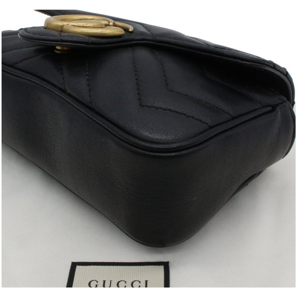 GUCCI GG Marmont Super Mini Leather Crossbody Bag Black 476433