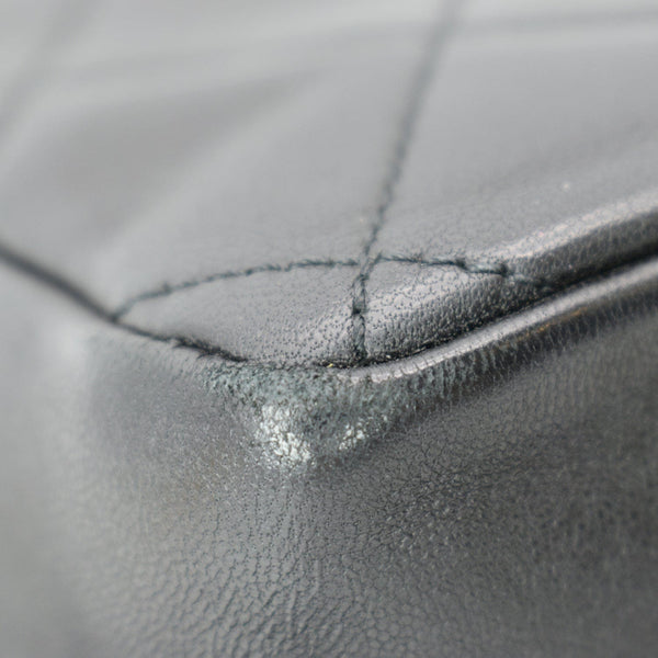 CHANEL Elegant Resin Double Chain Flap Lambskin Shoulder Bag Black