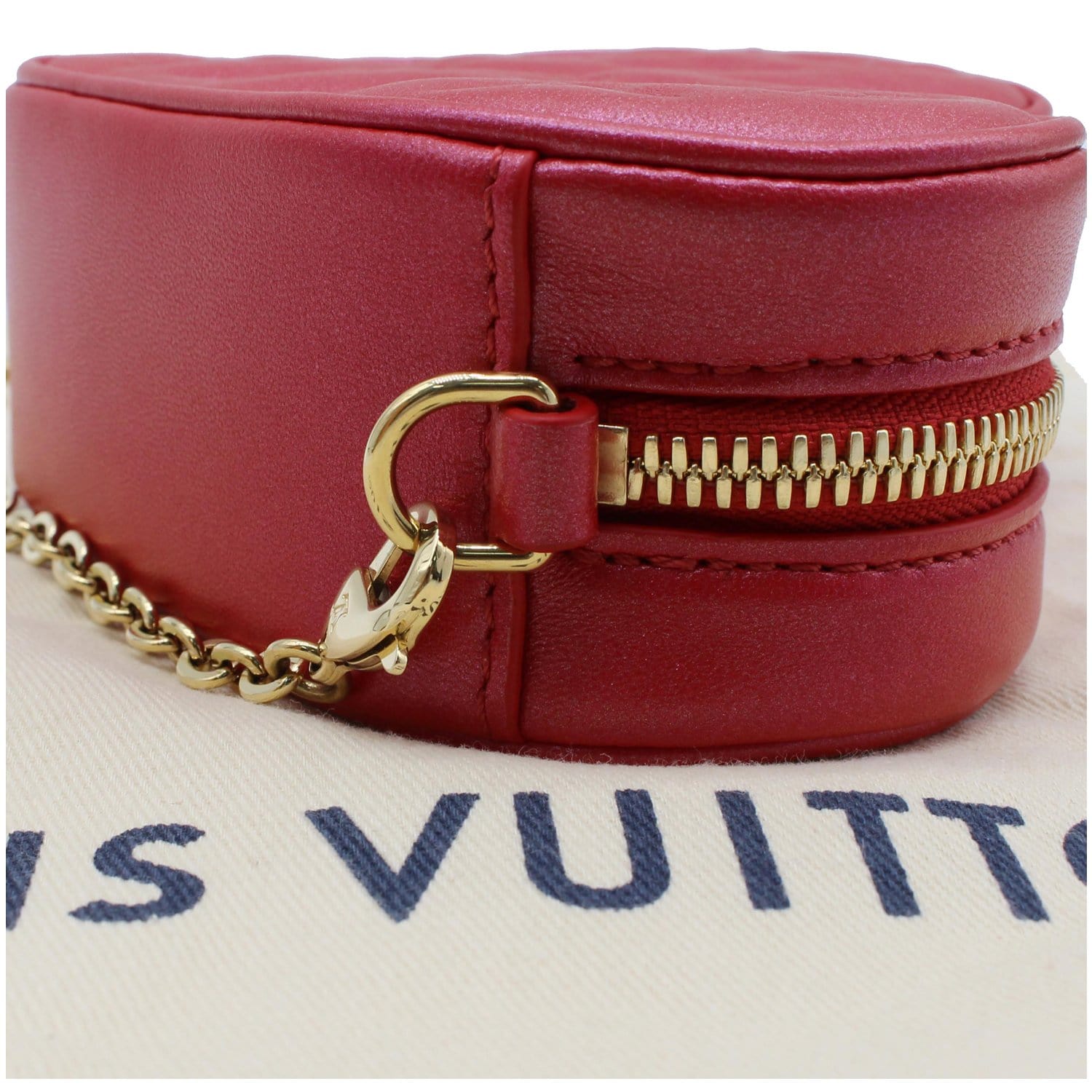 LOUIS VUITTON Red Calfskin Mini Embossed PM Loop M22594 Shoulder Crossbody  Bag