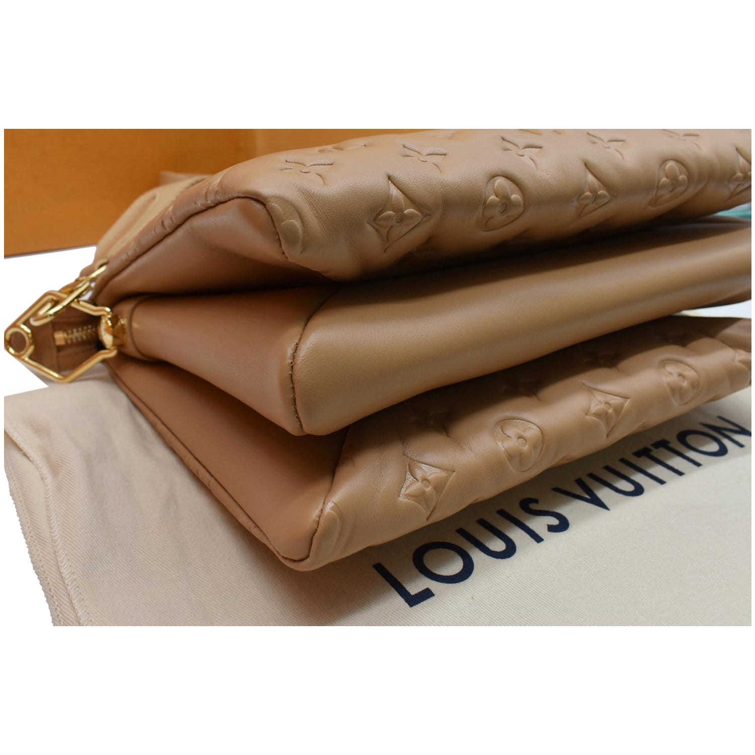 Louis Vuitton On My Side PM Camel Brown Leather/Canvas Shoulder bag M5990  w/Box