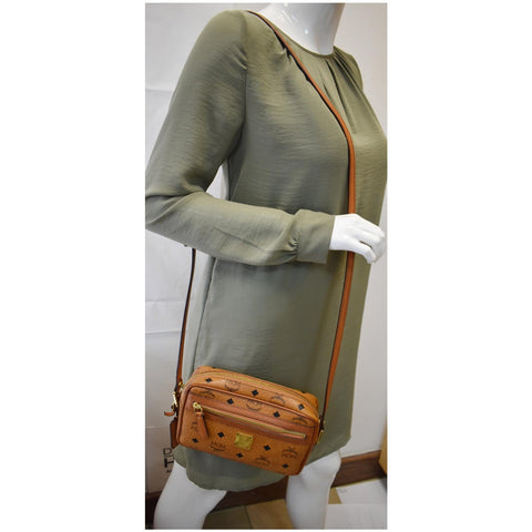 MCM Small Heritage Line Camera Crossbody Bag Cognac