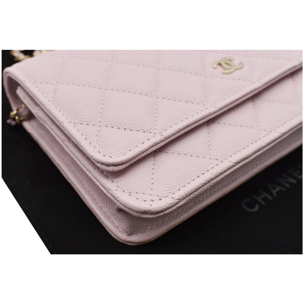 CHANEL CC WOC Caviar Leather Wallet On Chain Shoulder Bag Light Pink