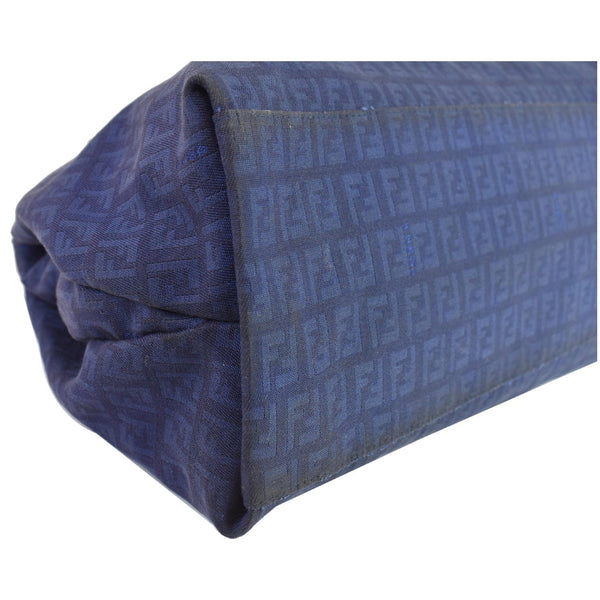 FENDI Zucchino Mamma Monogram Canvas Shoulder Bag Blue - Last Call