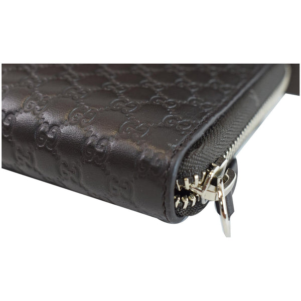GUCCI Micro GG Guccissima Leather Zip Around XL Wallet Dark Brown 391465