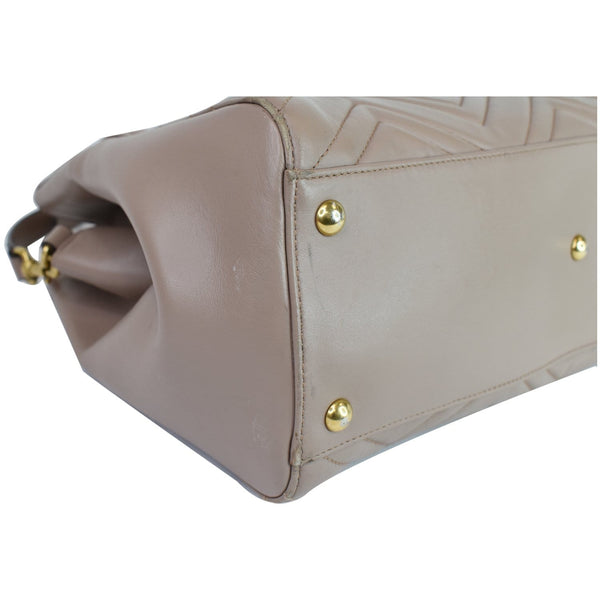 GUCCI GG Marmont Medium Matelasse Leather Top Handle Bag Taupe 443505