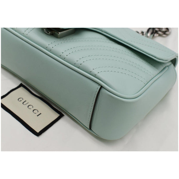 GUCCI GG Marmont Mini Matelasse Leather Crossbody Bag Bright Green 446744
