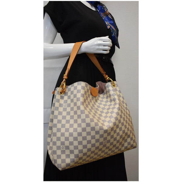 LOUIS VUITTON Graceful MM Damier Azur Hobo Shoulder Bag White