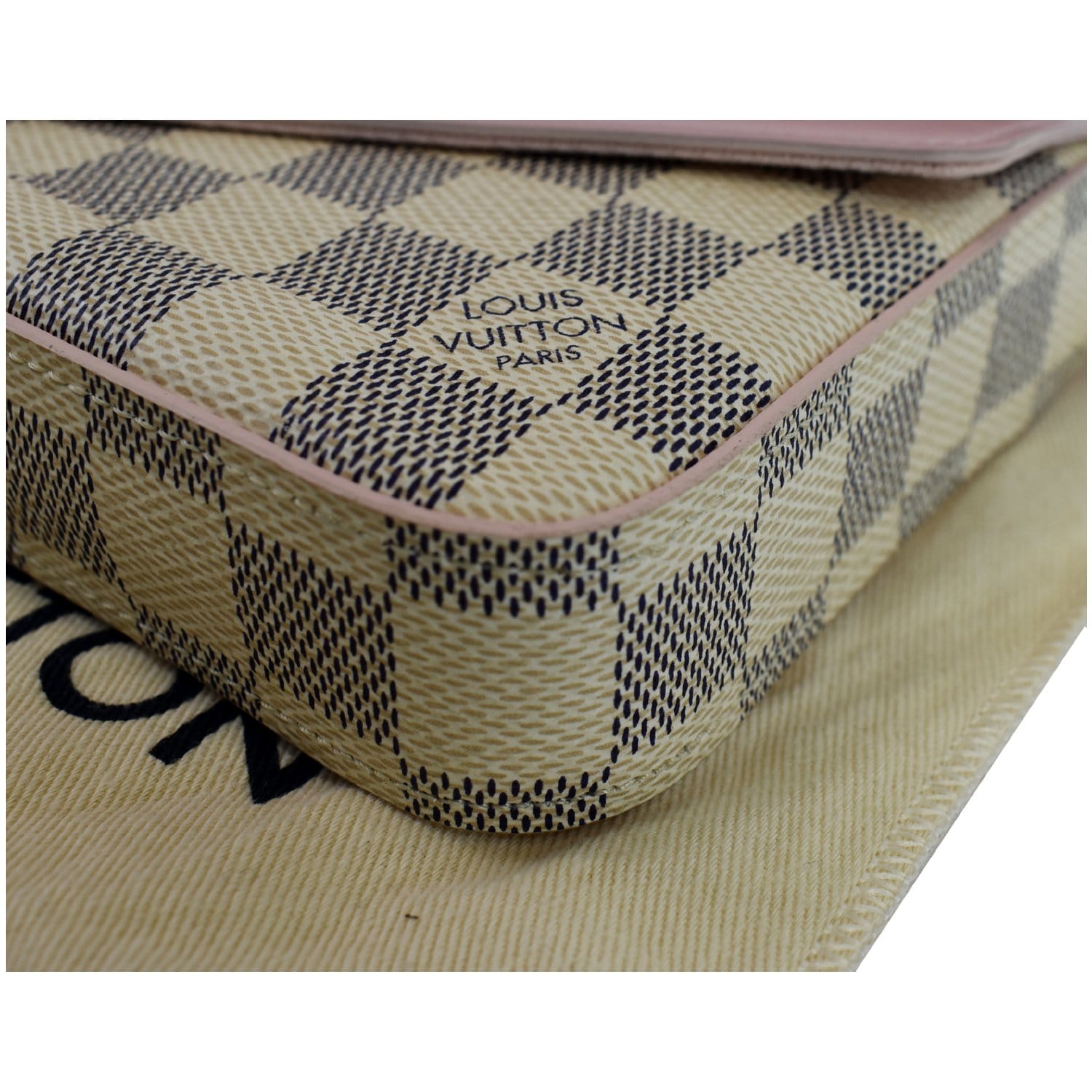 Louis Vuitton Damier Azur Calfskin Pochette Felicie GM Eau de Rose Chain  Bag