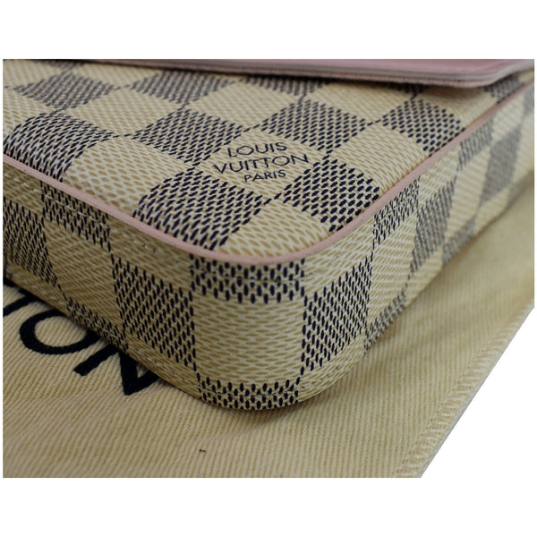 LOUIS VUITTON Pochette Felicie Damier Azur Chain Wallet Pastel Pink