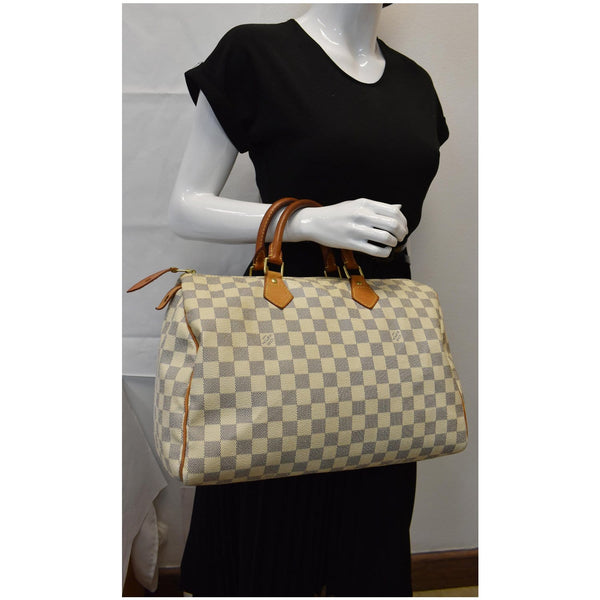 Louis Vuitton Speedy 35 Top handle Satchel Bag White