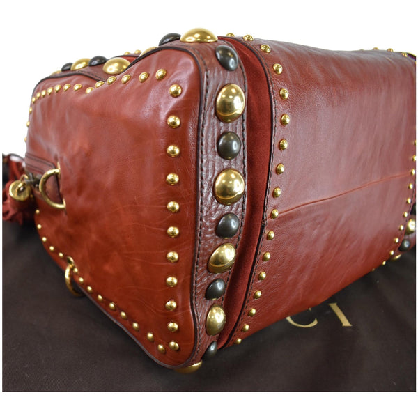 GUCCI GG Crystal Babouska Large Leather Indy Boston Bag 207296 Red