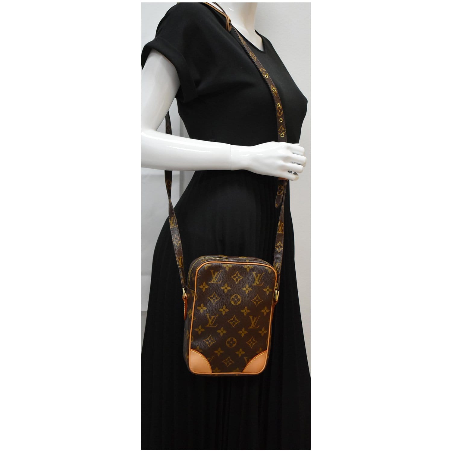 LOUIS VUITTON Danube PM Monogram Canvas Crossbody Bag Brown