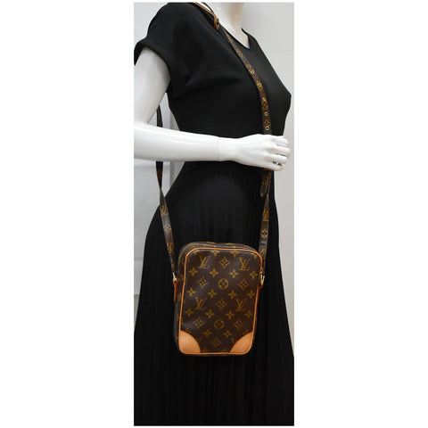 LOUIS VUITTON Danube PM Monogram Canvas Crossbody Bag Brown
